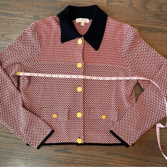 J. Crew Lady Jacket Sweater Red and Black Cotton Small | Preppy Academia - Picture 3 of 6